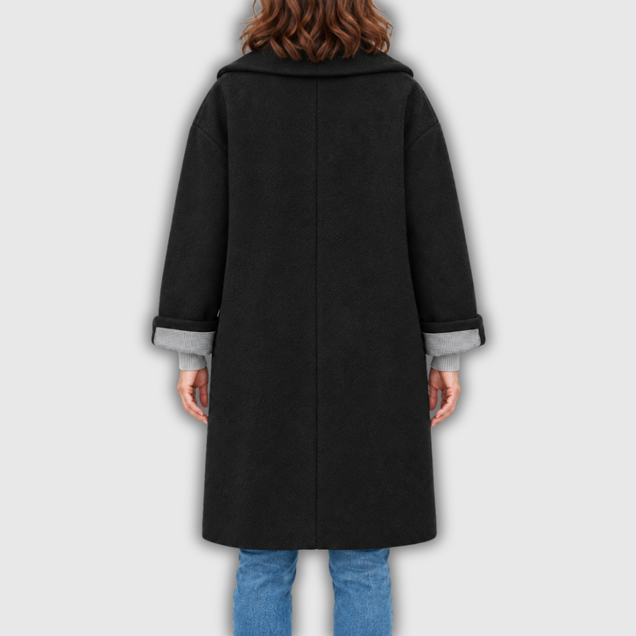Maude | Manteau Long à Capuche en Laine Mélangée