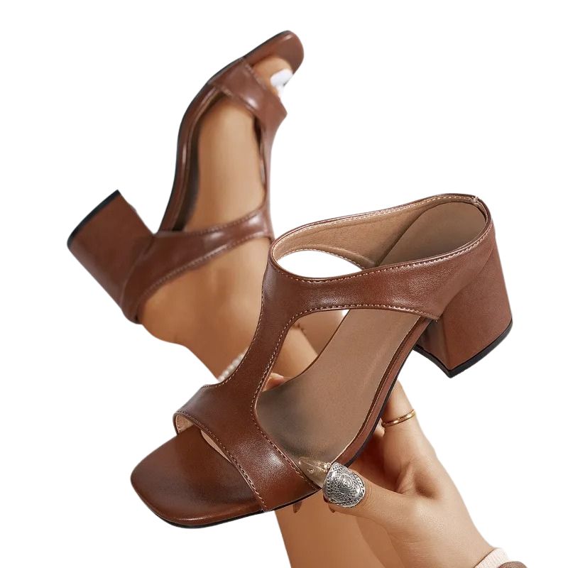 Sandales à Talons Hauts Ouverts en Cuir