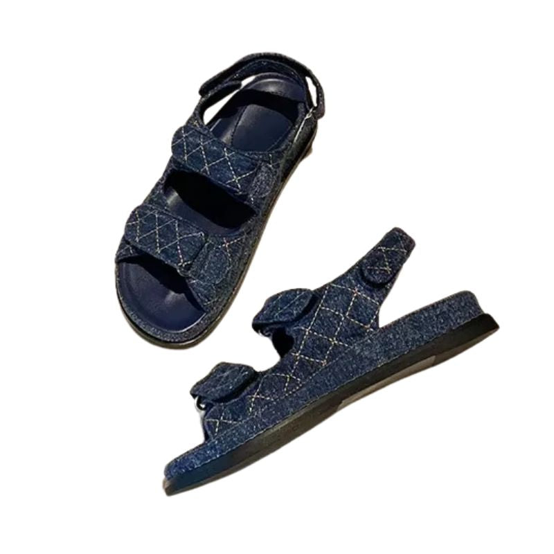 Sandales Style Romain Bleu Avec Scratch
