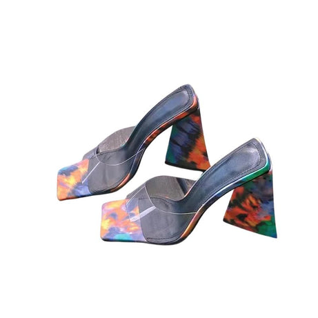 Sandales Colorées à Talons Épais pour Femme