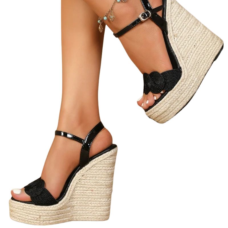 Sandales Espadrilles Compensées à Talon Haut