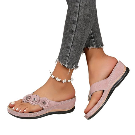 Sandale Tong Femme À Fleurs En Relief Chic Et Légère