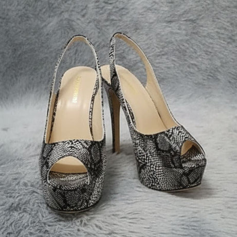 Sandales À Talons Hauts Avec Plateforme Motif Serpent Chic