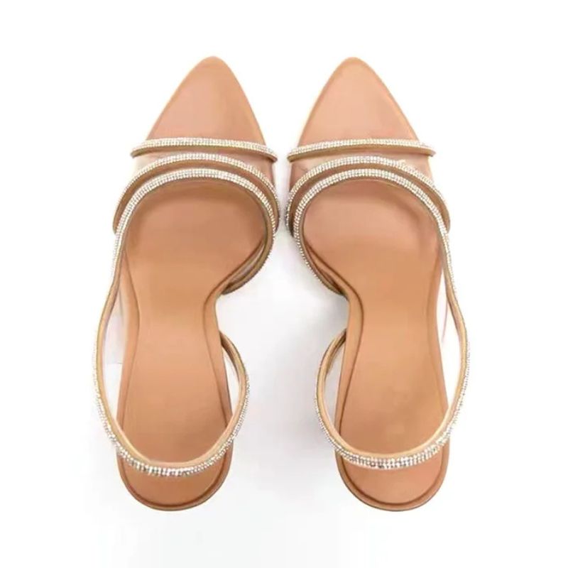 Sandales Talon Haut Nude à Strass