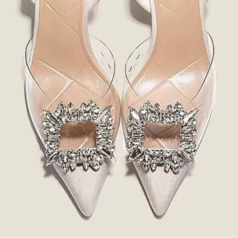 Sandales à Talons Transparentes avec Cristal