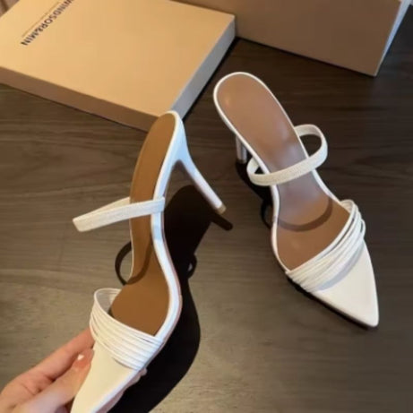 Sandales à Talons Pointus avec Lanières Fines et Bout Ouvert