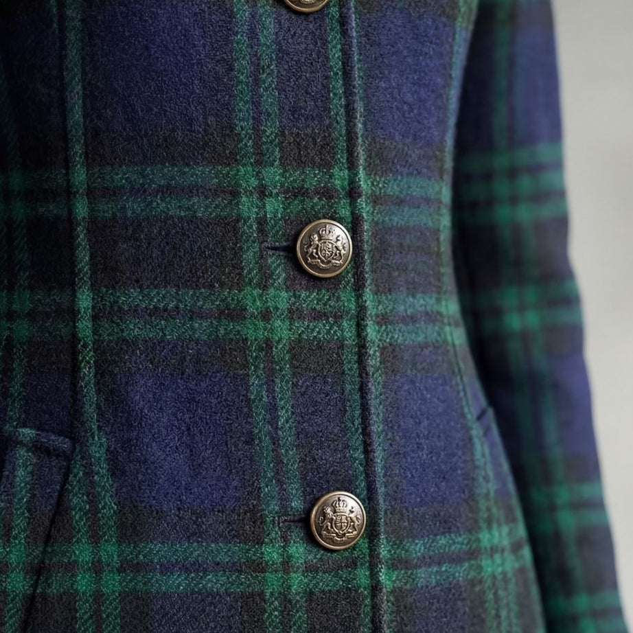Manteau Long en Laine à Carreaux Highland Celestine - Femme