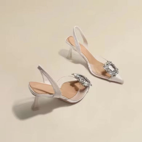 Sandales à Talons Transparentes avec Cristal