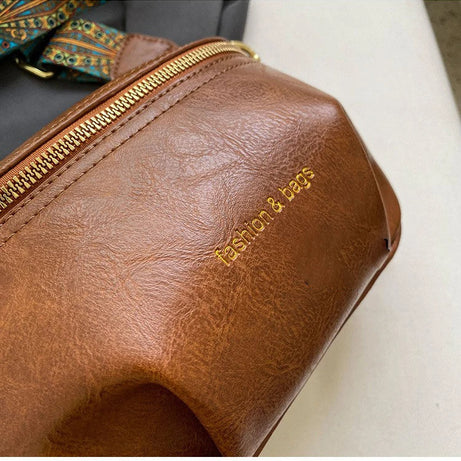 Sac à main banane cuir femme marron