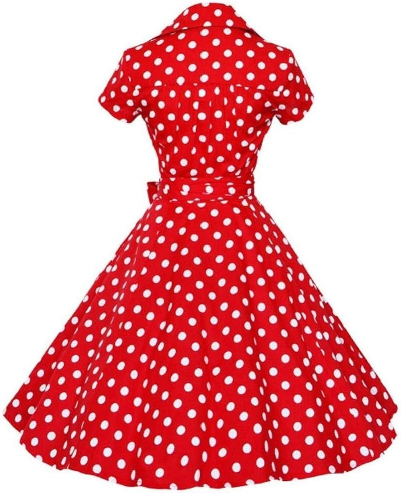 Robe vintage Rouge à Pois Blancs
