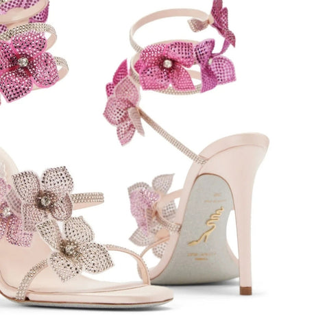 Sandales à Talons avec Sangle Fleur en Cristal