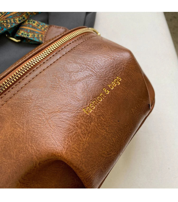 Sac à main banane femme cuir vintage