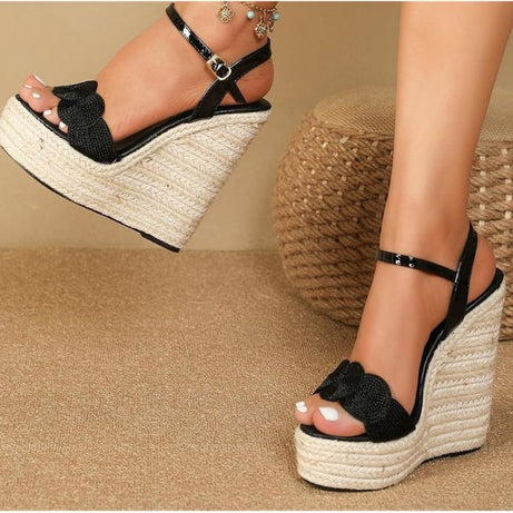 Sandales Espadrilles Compensées à Talon Haut