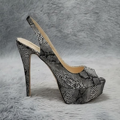 Sandales À Talons Hauts Avec Plateforme Motif Serpent Chic
