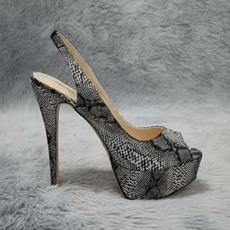 Sandales À Talons Hauts Avec Plateforme Motif Serpent Chic