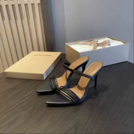 Sandales à Talons Pointus avec Lanières Fines et Bout Ouvert