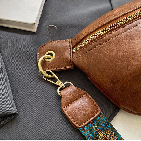 Sac à main banane cuir femme marron