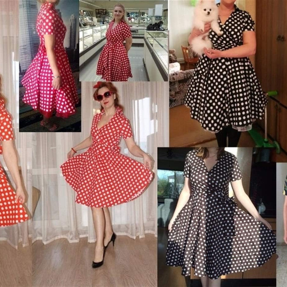 Robe vintage Rouge à Pois Blancs