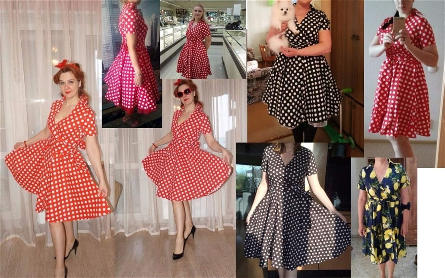 Robe vintage Rouge à Pois Blancs