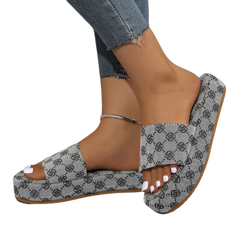 Sandales à Plateforme Fleuries Style Décontracté Été