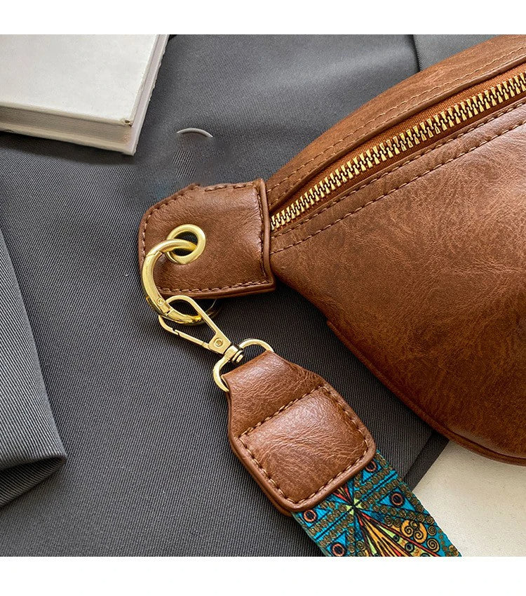 Sac à main banane femme cuir vintage