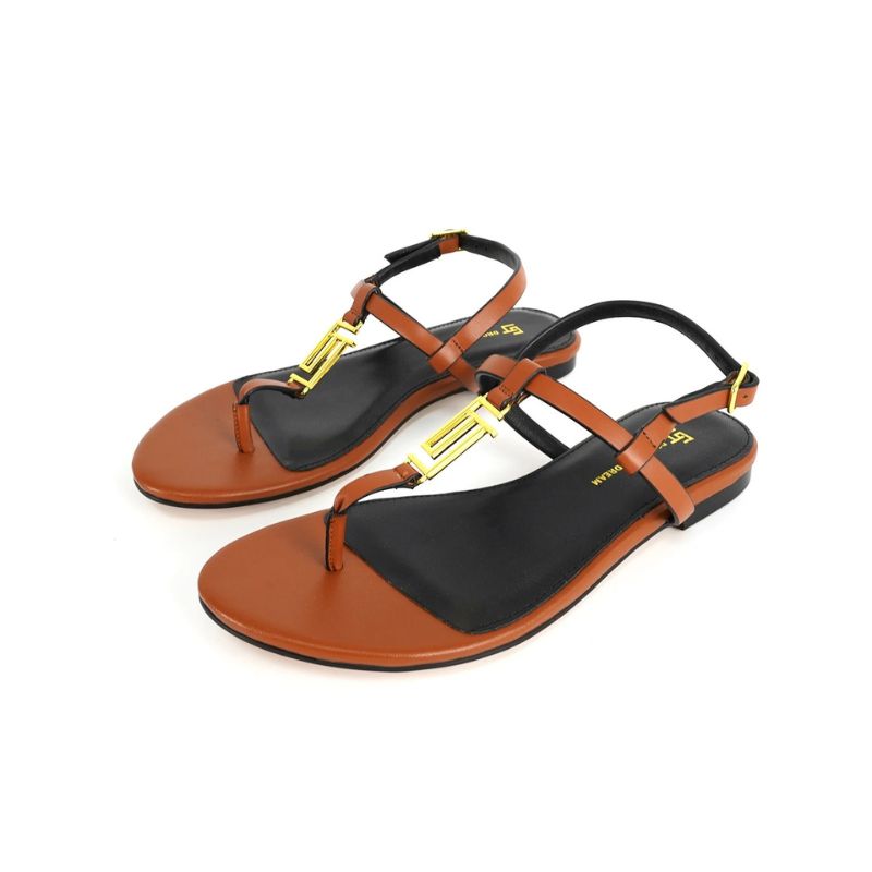 Sandales Plates De Luxe En Cuir Véritable