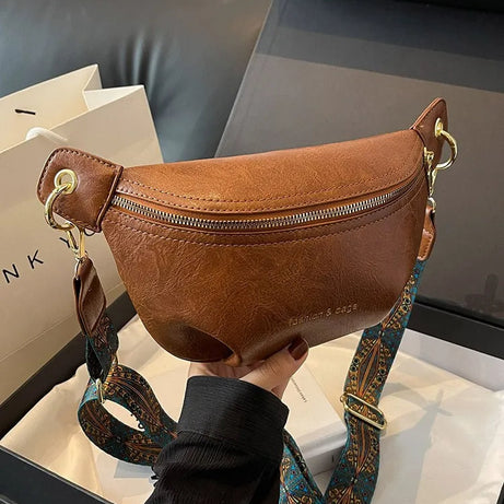Sac à main banane cuir femme marron