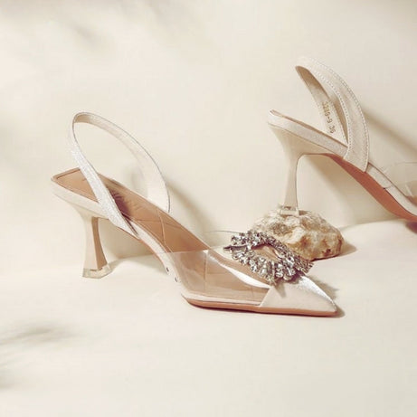 Sandales à Talons Transparentes avec Cristal