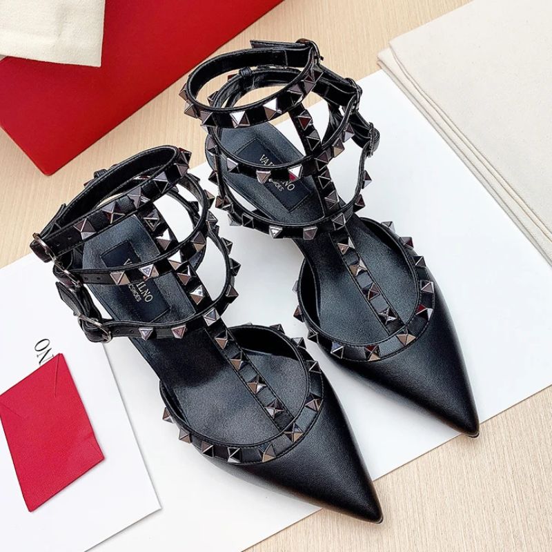 Sandales À Talons Aiguilles Avec Clous Métal Style Punk Chic