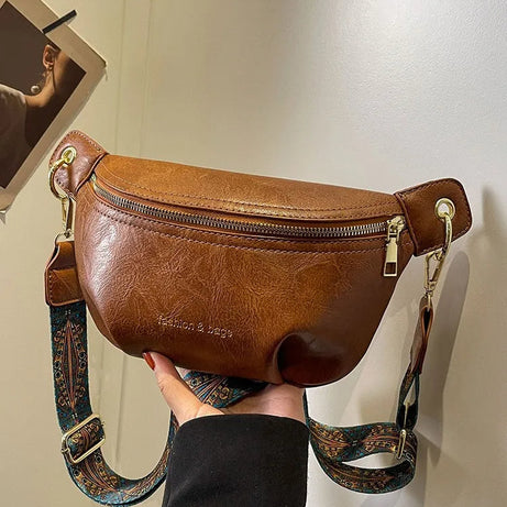 Sac à main banane cuir femme marron
