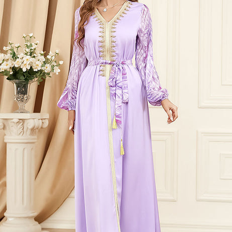 Caftan marocain Fleur de Jasmin - Violet