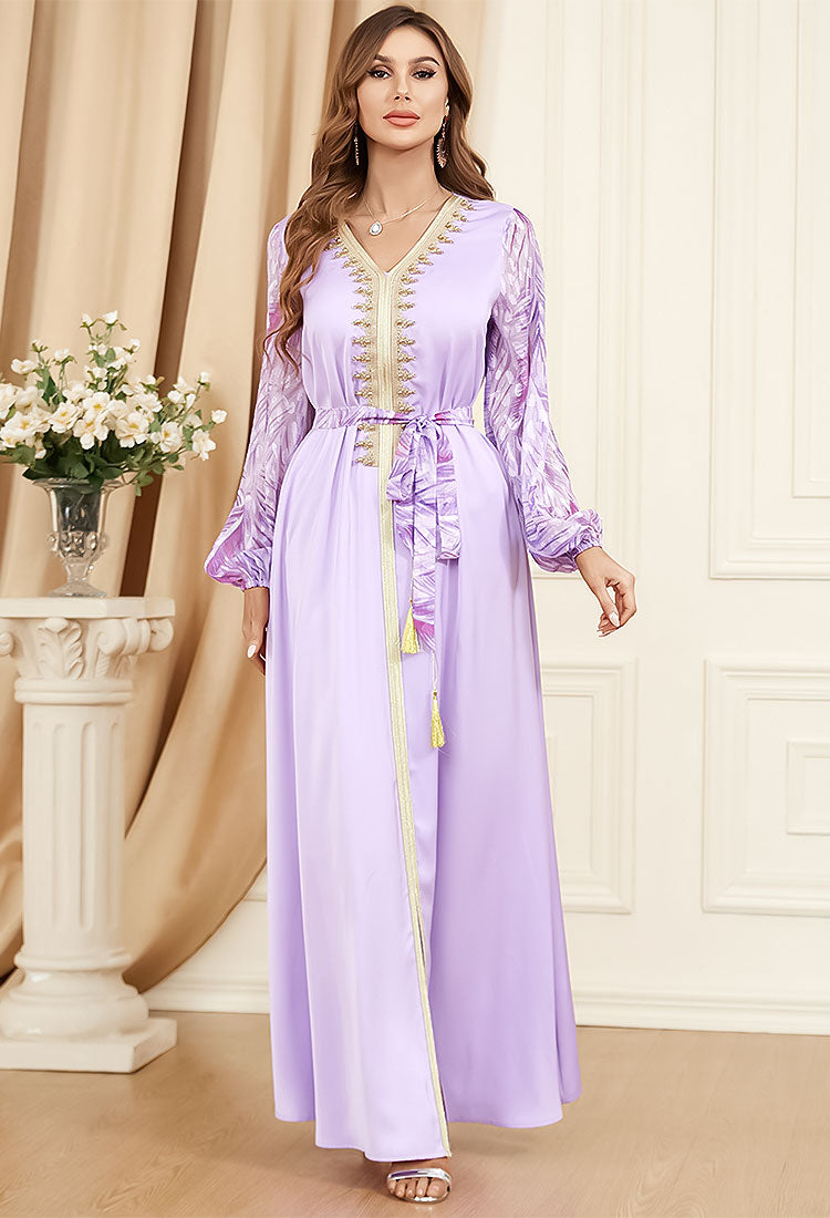 Caftan marocain Fleur de Jasmin - Violet