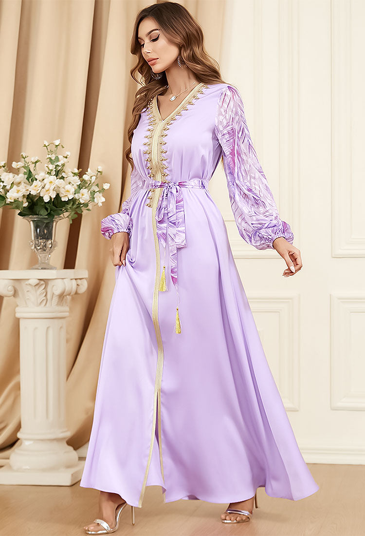 Caftan marocain Fleur de Jasmin - Violet