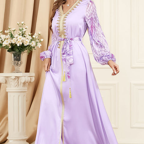 Caftan marocain Fleur de Jasmin - Violet