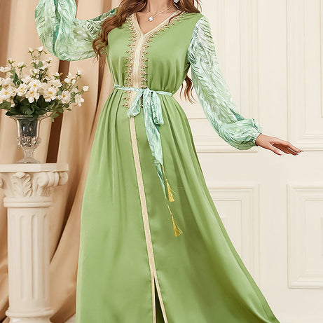 Caftan marocain Fleur de Jasmin - Vert