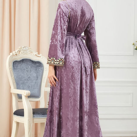 Caftan marocain en velours Rose - L'Impériale