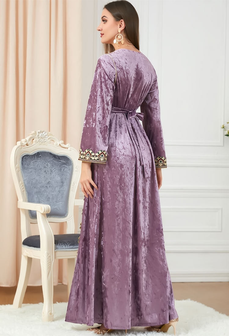 Caftan marocain en velours Rose - L'Impériale