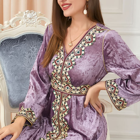 Caftan marocain en velours Rose - L'Impériale