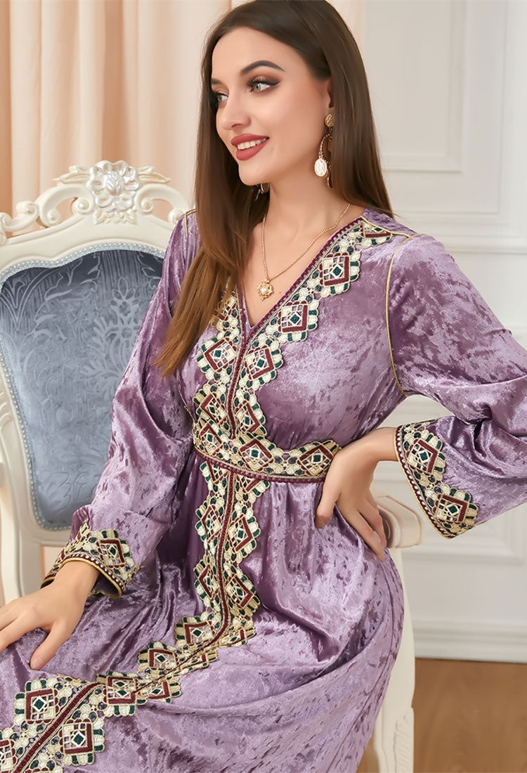 Caftan marocain en velours Rose - L'Impériale
