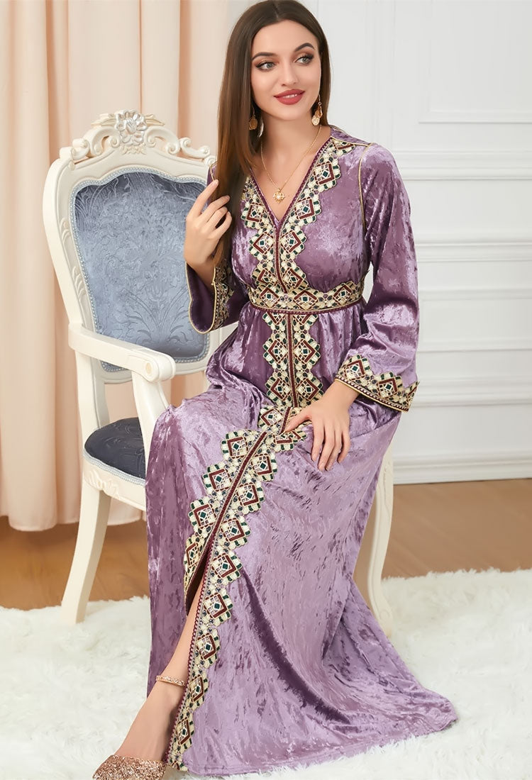 Caftan marocain en velours Rose - L'Impériale