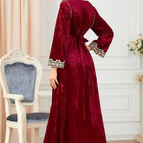 Caftan marocain en velours Bordeaux - L'Impériale