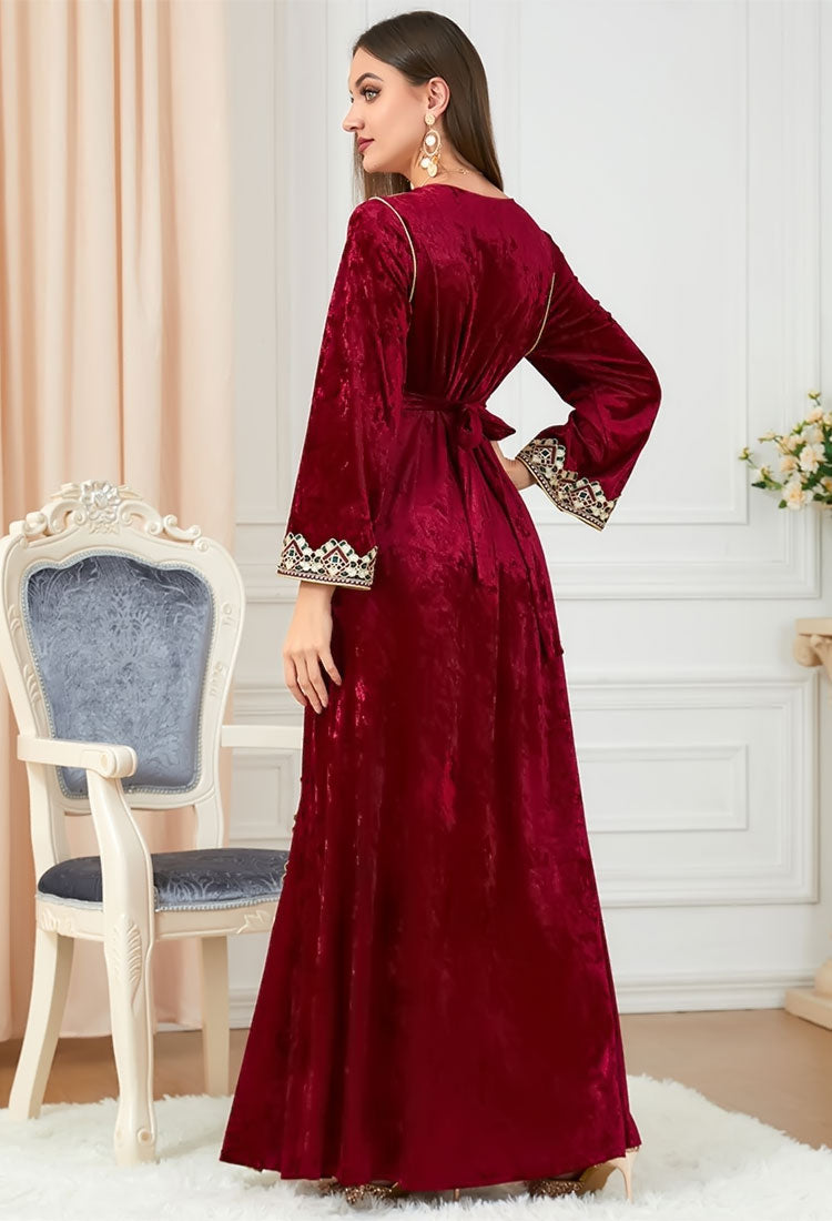 Caftan marocain en velours Bordeaux - L'Impériale