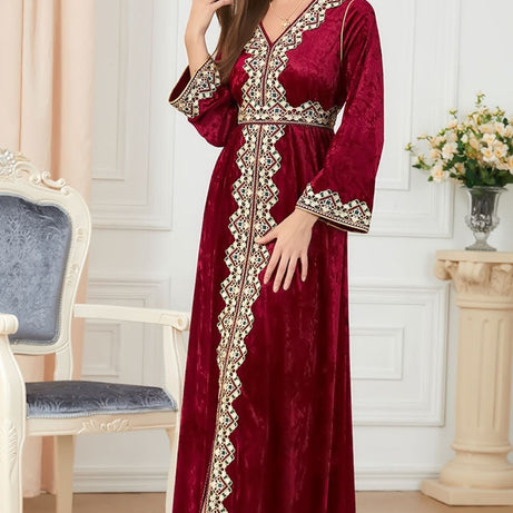 Caftan marocain en velours Bordeaux - L'Impériale