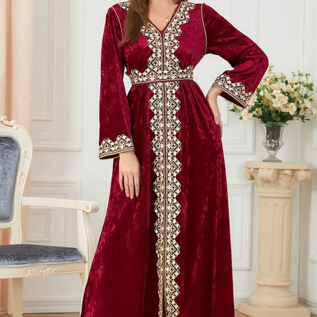 Caftan marocain en velours Bordeaux - L'Impériale