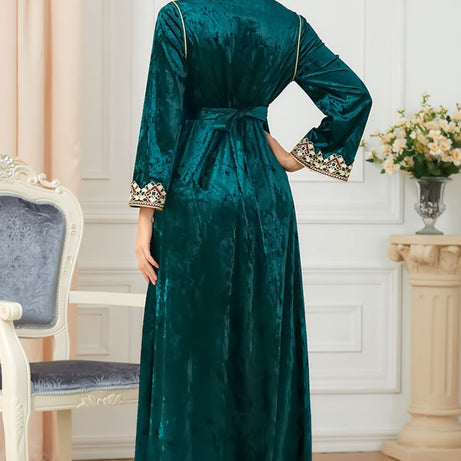 Caftan marocain en velours vert - L'Impériale