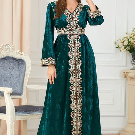 Caftan marocain en velours vert - L'Impériale