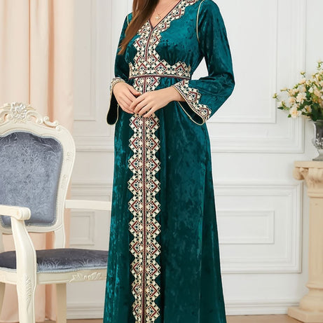 Caftan marocain en velours vert - L'Impériale