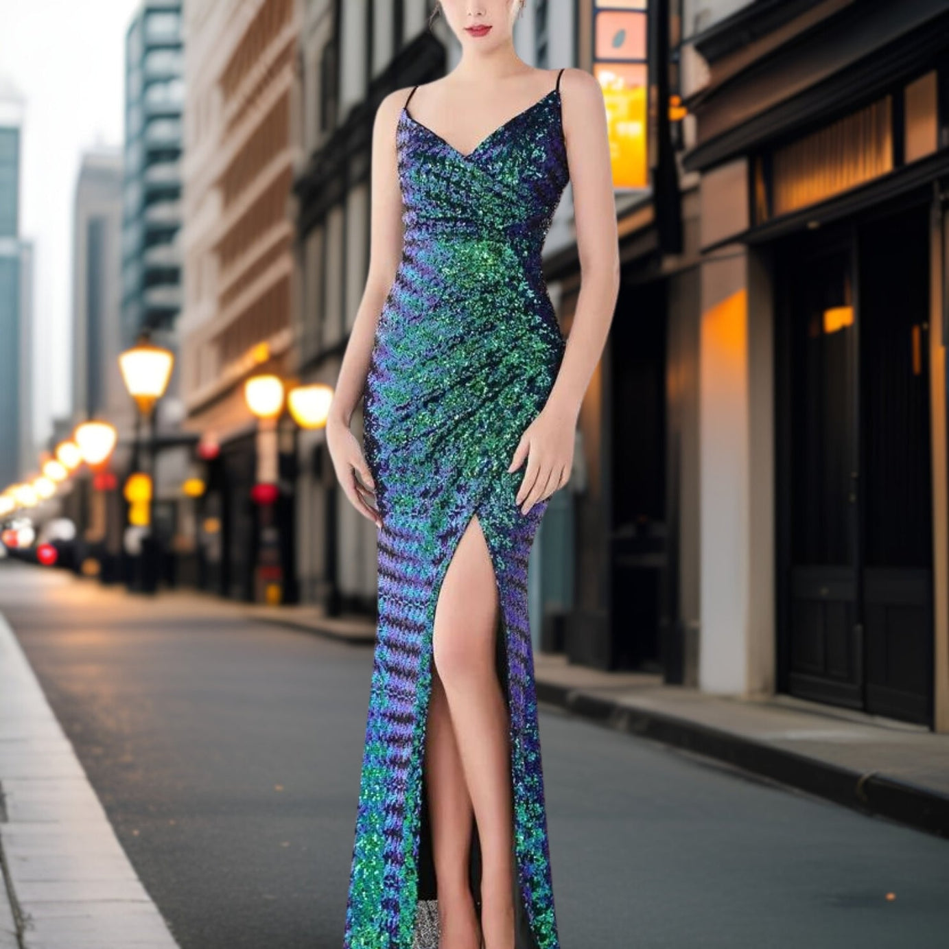 Teodora - Robe soirée de bal élégante en nylon