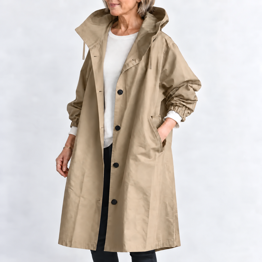 TRENCH LONG À CAPUCHE POUR FEMMES