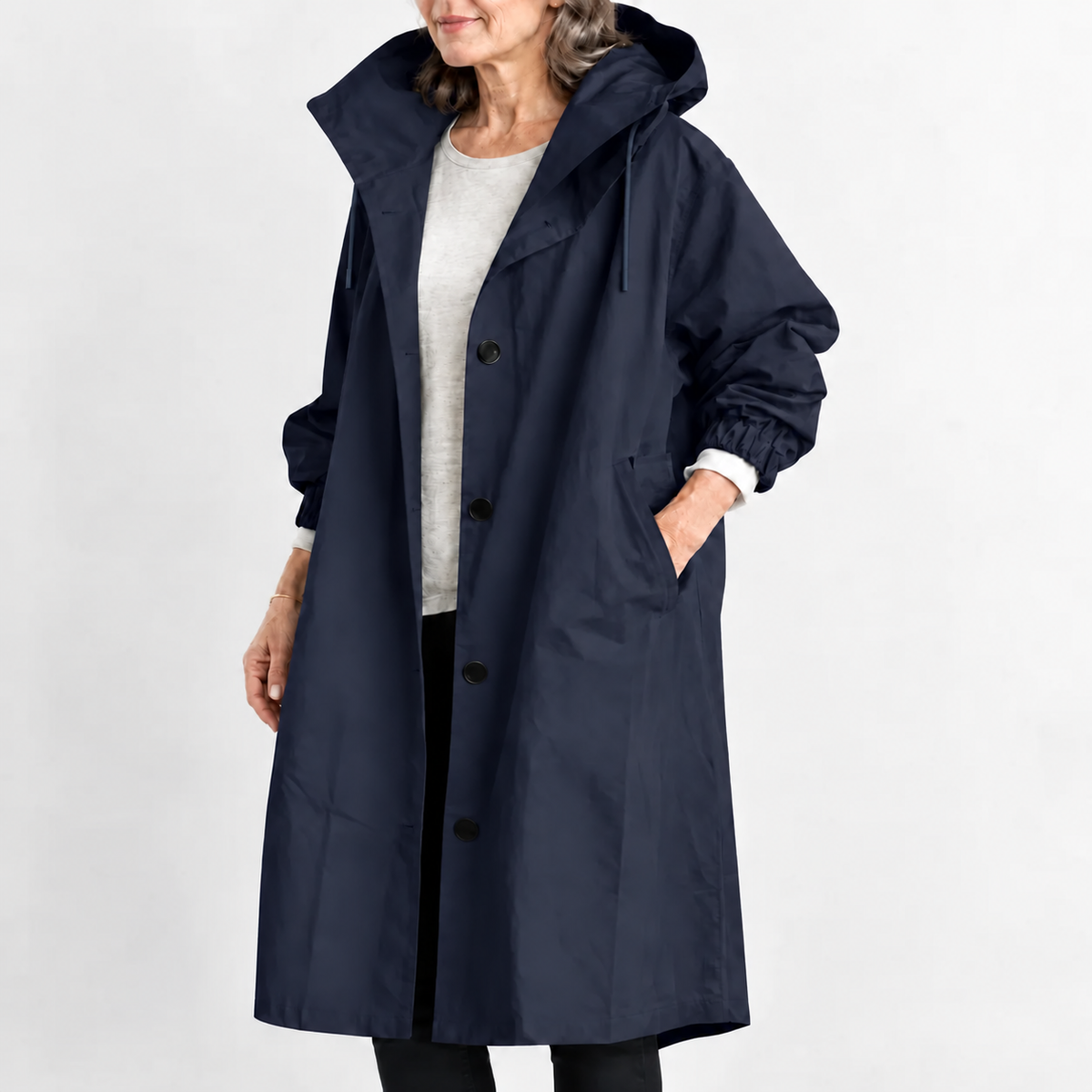 TRENCH LONG À CAPUCHE POUR FEMMES